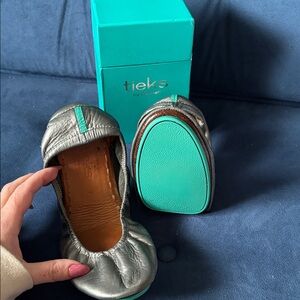Tieks Metallic Silver Ballet Flats